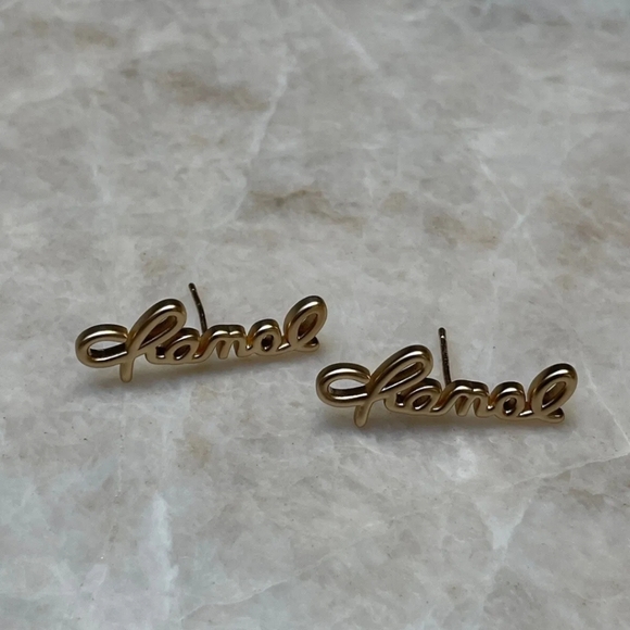 Chanel Gold Tone  Cursive Script Crawler Women's Earrings - Picture 8 of 11